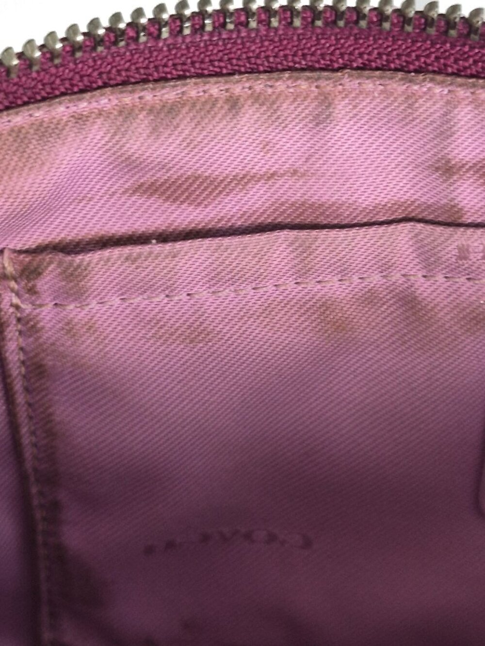 COACH Nolita Wristlet 24 in Purple Pink Colorblock Leather Purse Small Satchel - Picture 15 of 16